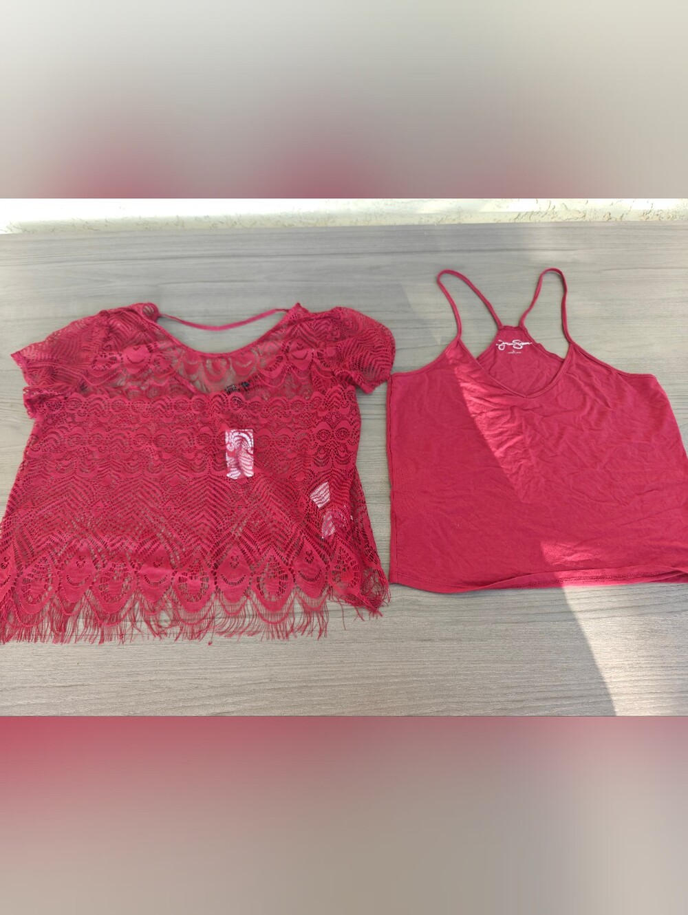 Jessica Simpson Burgundy Lace Top Set L